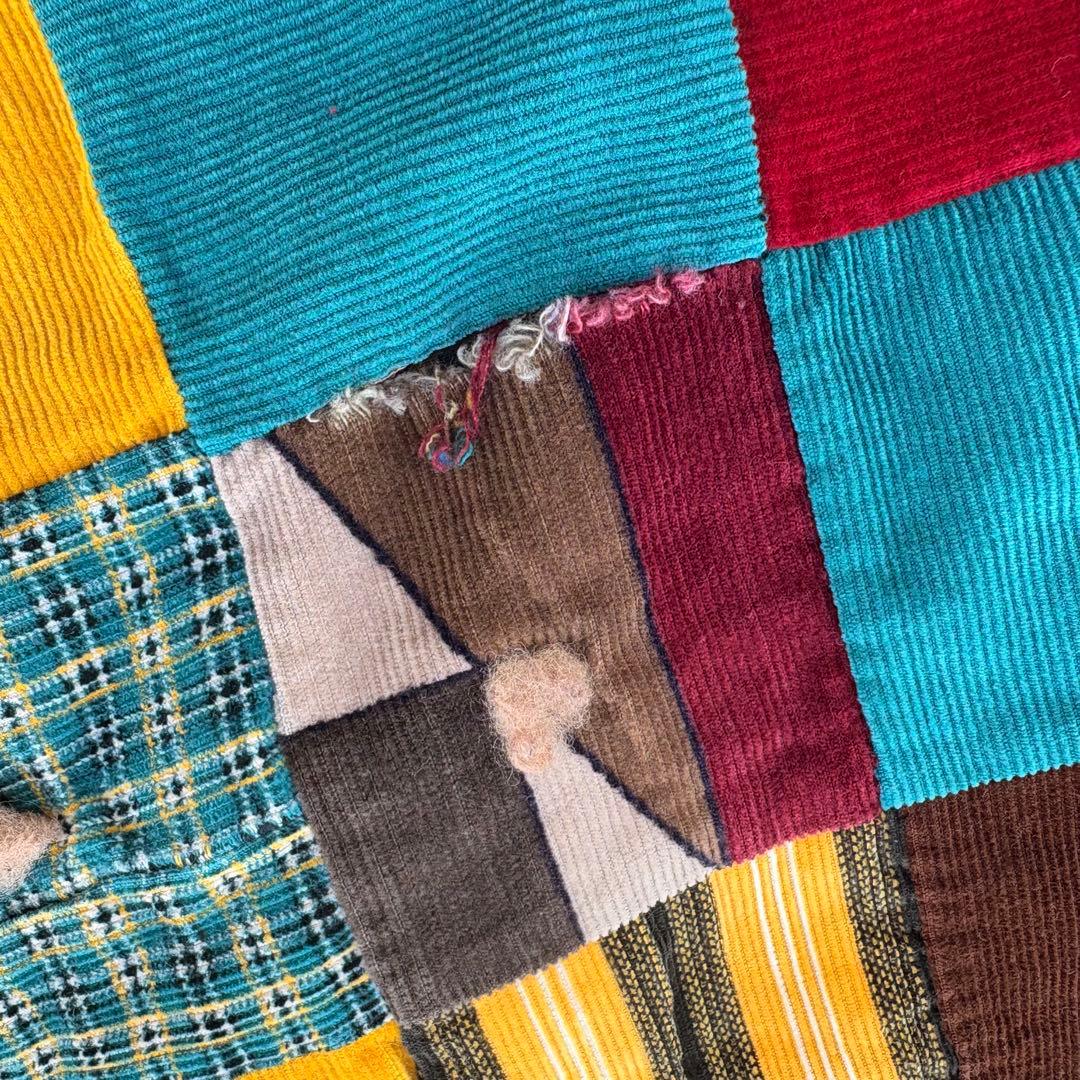 【USA Vintage】パッチワーク 布 ブランケット キルト ラグ