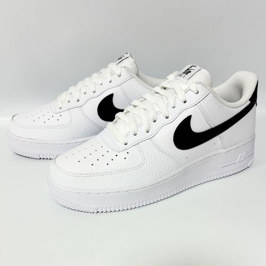 ナイキ エアフォース1 ロー 07 ホワイト ブラック ペブルドレザー 27.0