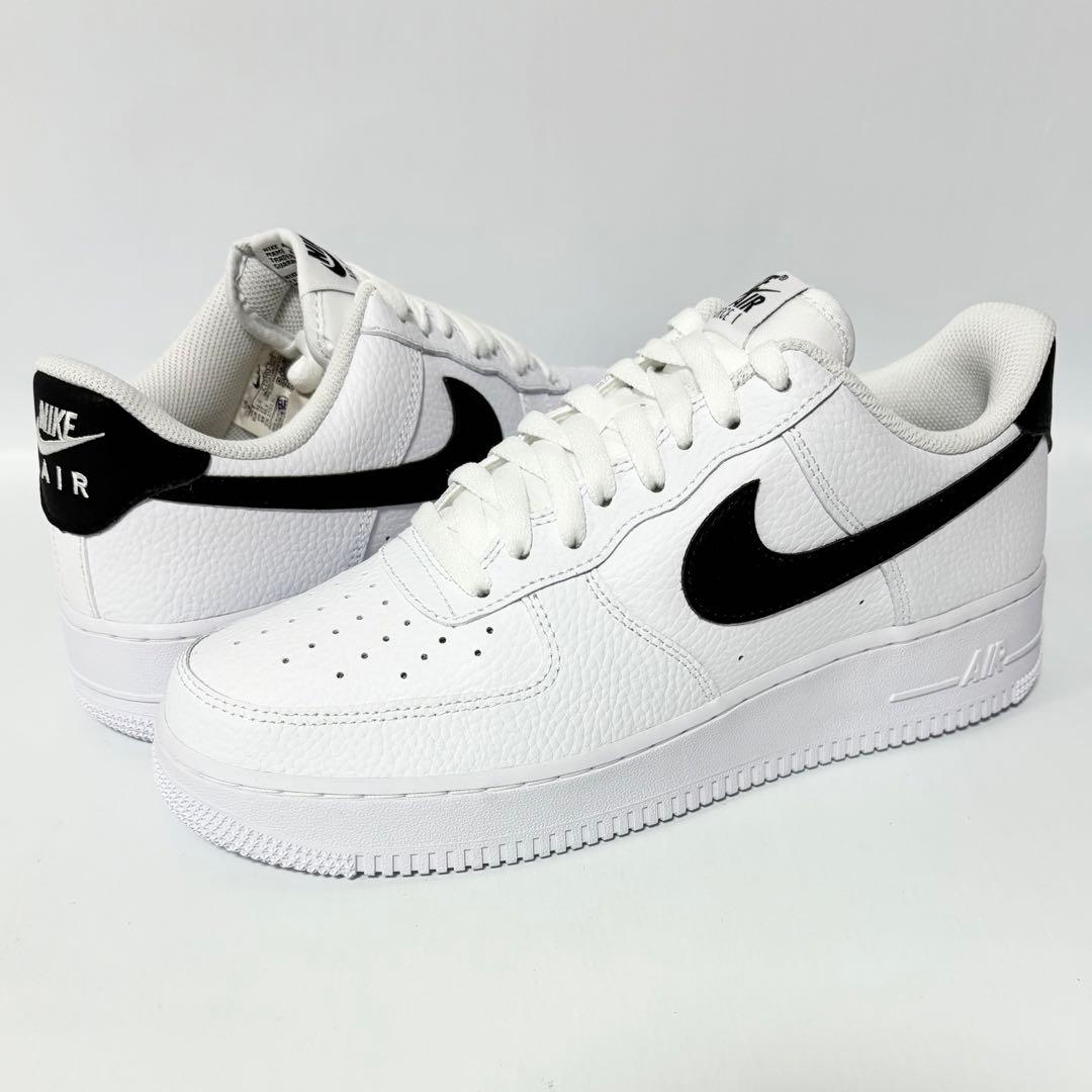 ナイキ エアフォース1 ロー 07 ホワイト ブラック ペブルドレザー 27.0