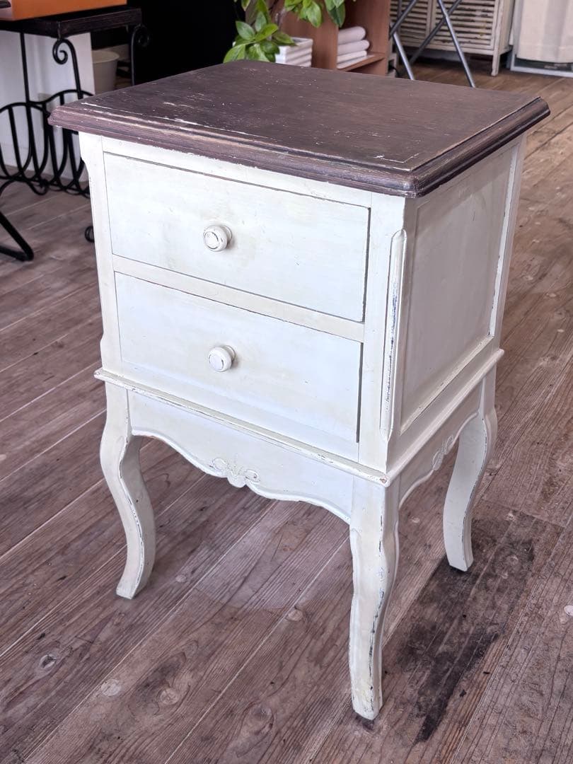 アンティーク木製チェスト 2引き出し サイドチェスト