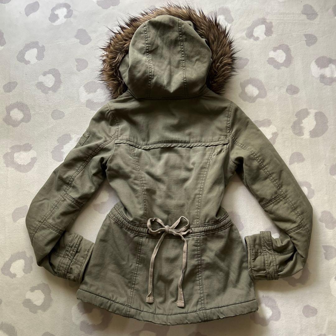 y2k 平成ギャル　ミリタリー　ダメージ加工　ボア　カーキ　ビッグフード