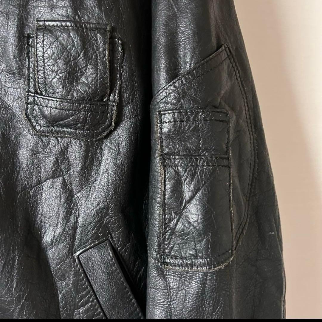 フランス軍 民間 パイロットジャケット レザー 黒 美品