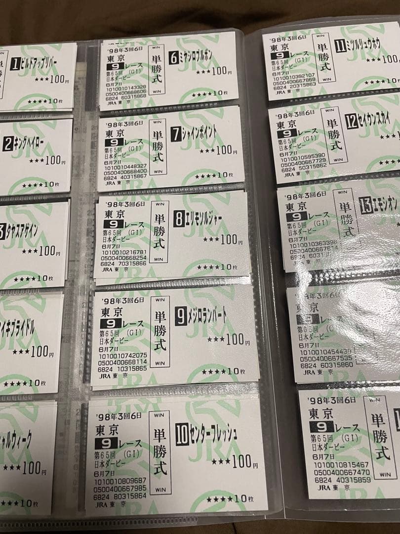 ゔ*す様 98年　日本ダービー　現地馬券18頭