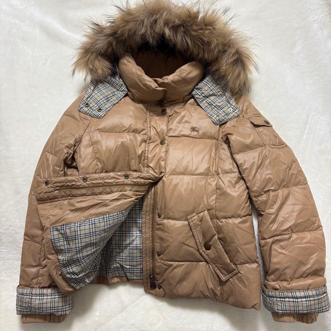 BURBERRYBLUELABEL ファーダウンコート チェック38