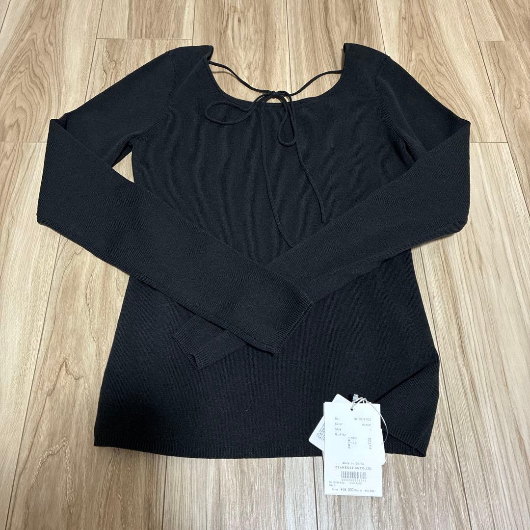 即*k様 新品CLANE ARRANGE RIBBON KNIT TOPS BL