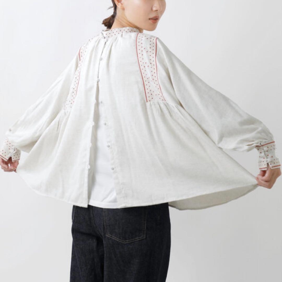 極美品 完売品 ツムグ♡コットン ビエラトップ 起毛 刺繍 2way ブラウス