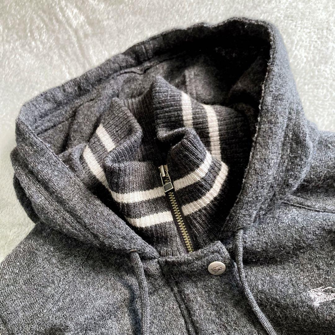 美品✨バーバリーブルーレーベル スタジャン ニット フード付 ノバチェック 38