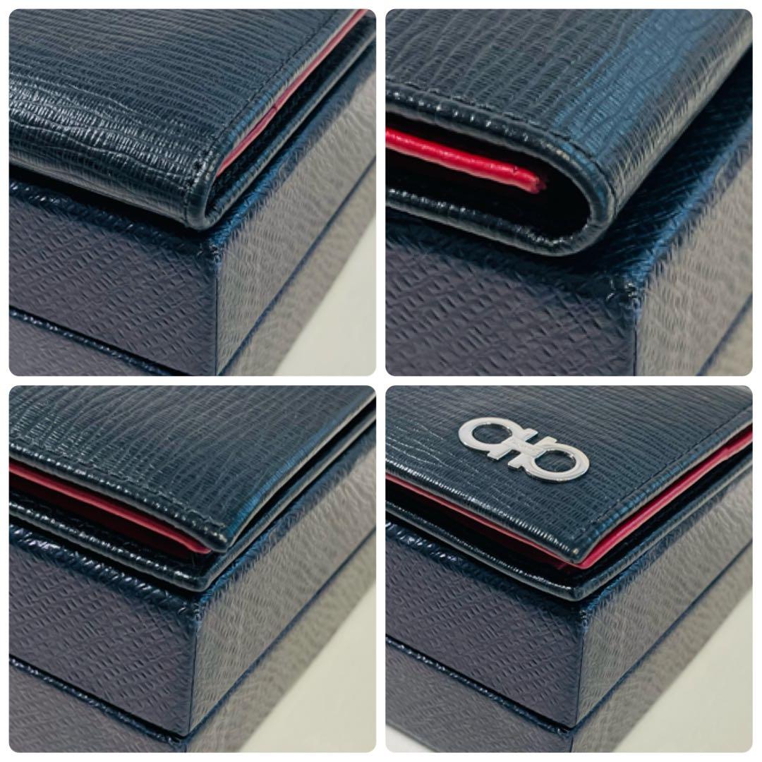 美品　フェラガモ　ガンチーニ　名刺入れ　黒　赤　カードケース　パスケース