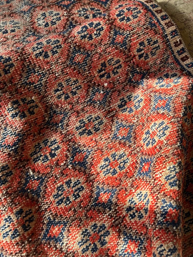 110×74 レア柄　お花のstamp トルコ　ヴィンテージラグ　トルコラグ