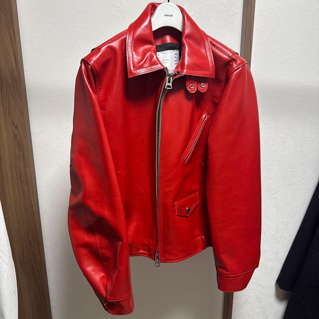 sacai 25ss レザージャケット　レッド