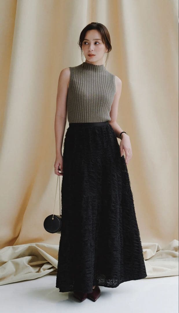 【新品タグ付】エンブロイダリーシアーチュールスカート/anuans