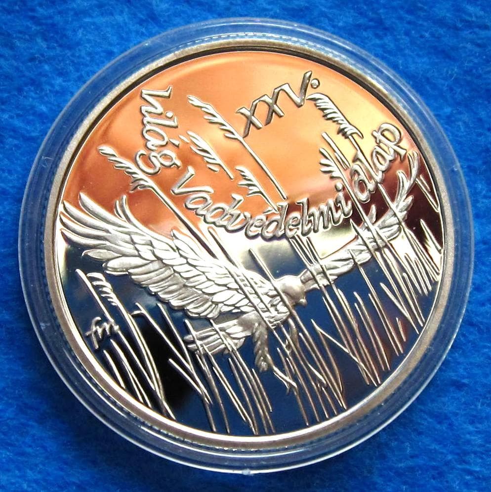 ８８年ハンガリー　WWF２５周年記念　５００フォリントプルーフ銀貨チュウヒ図１枚