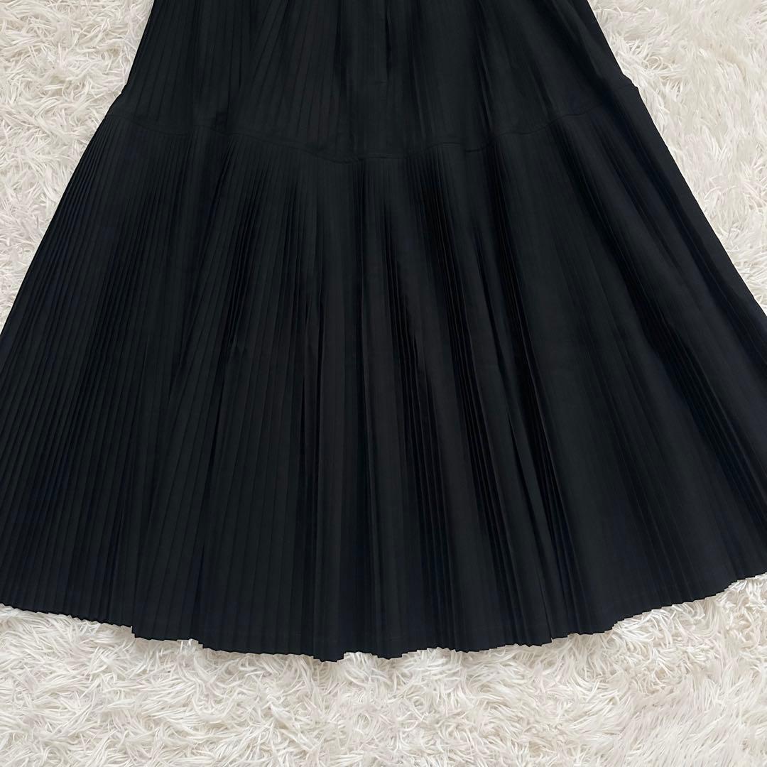 美品✨️45R ダンプ アコーディオンプリーツスカート 綿100% 黒 Lサイズ