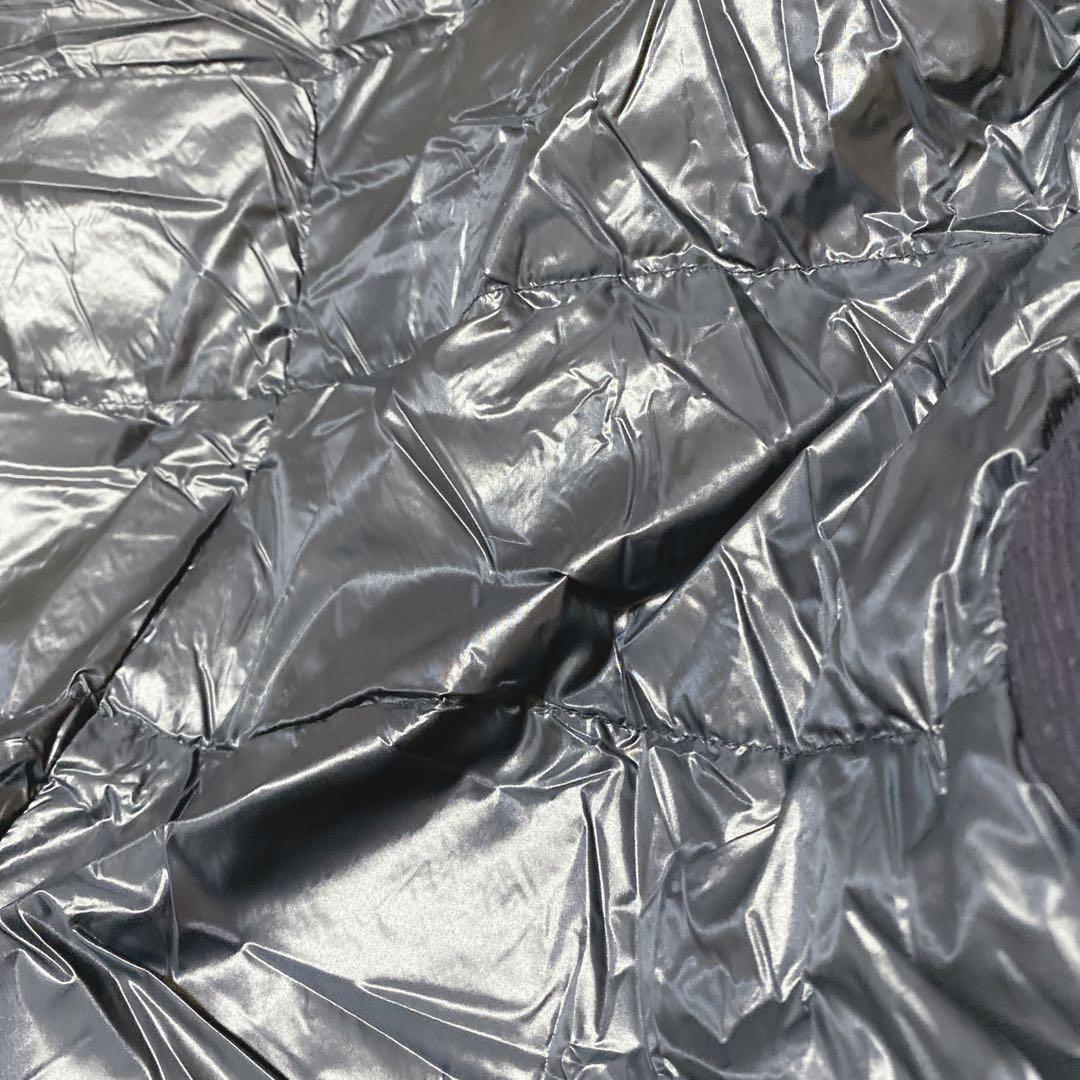 a2077【ヘルノ】異素材ドッキング 切り替え ダウンジャケット ネイビー 42