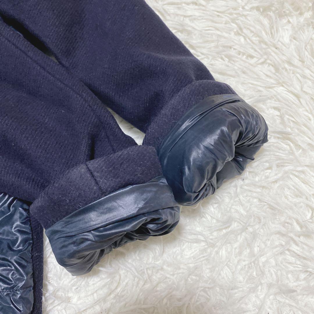 a2077【ヘルノ】異素材ドッキング 切り替え ダウンジャケット ネイビー 42