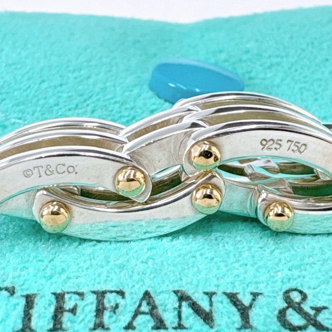 極美品 ティファニー ゲート コンビ 18.5号 リング シルバー k18