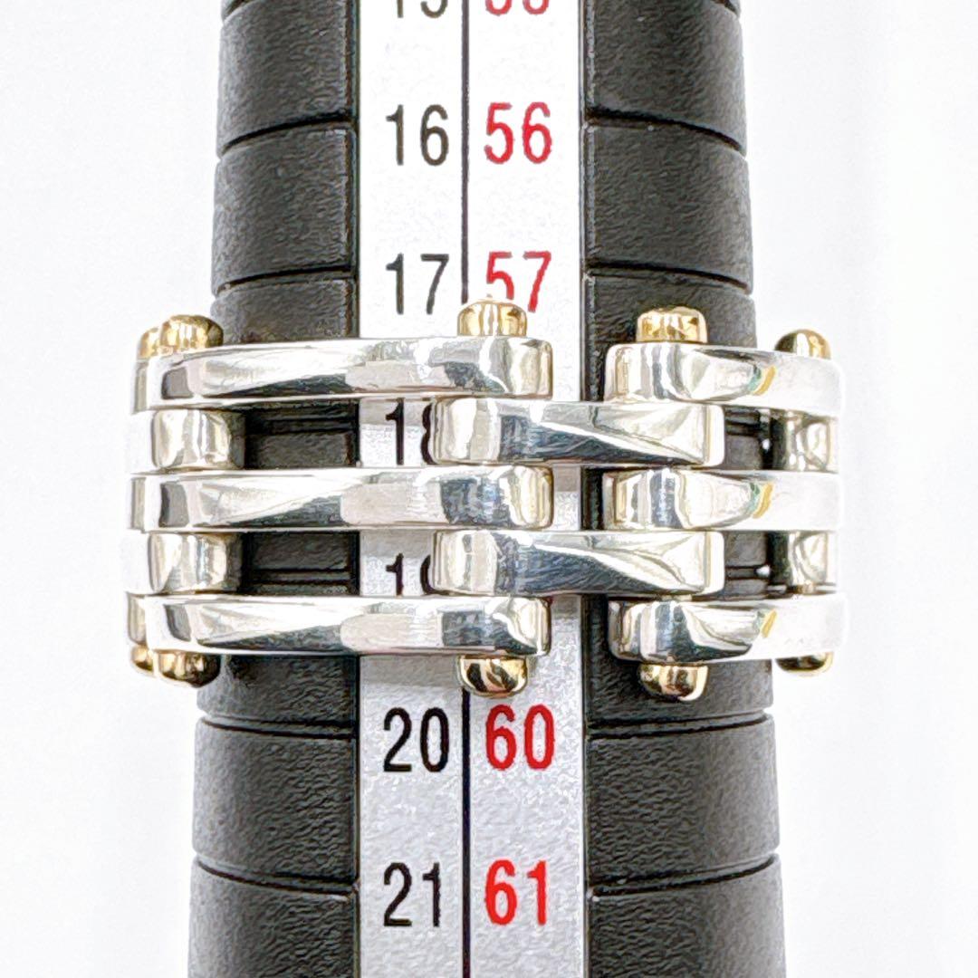 極美品 ティファニー ゲート コンビ 18.5号 リング シルバー k18