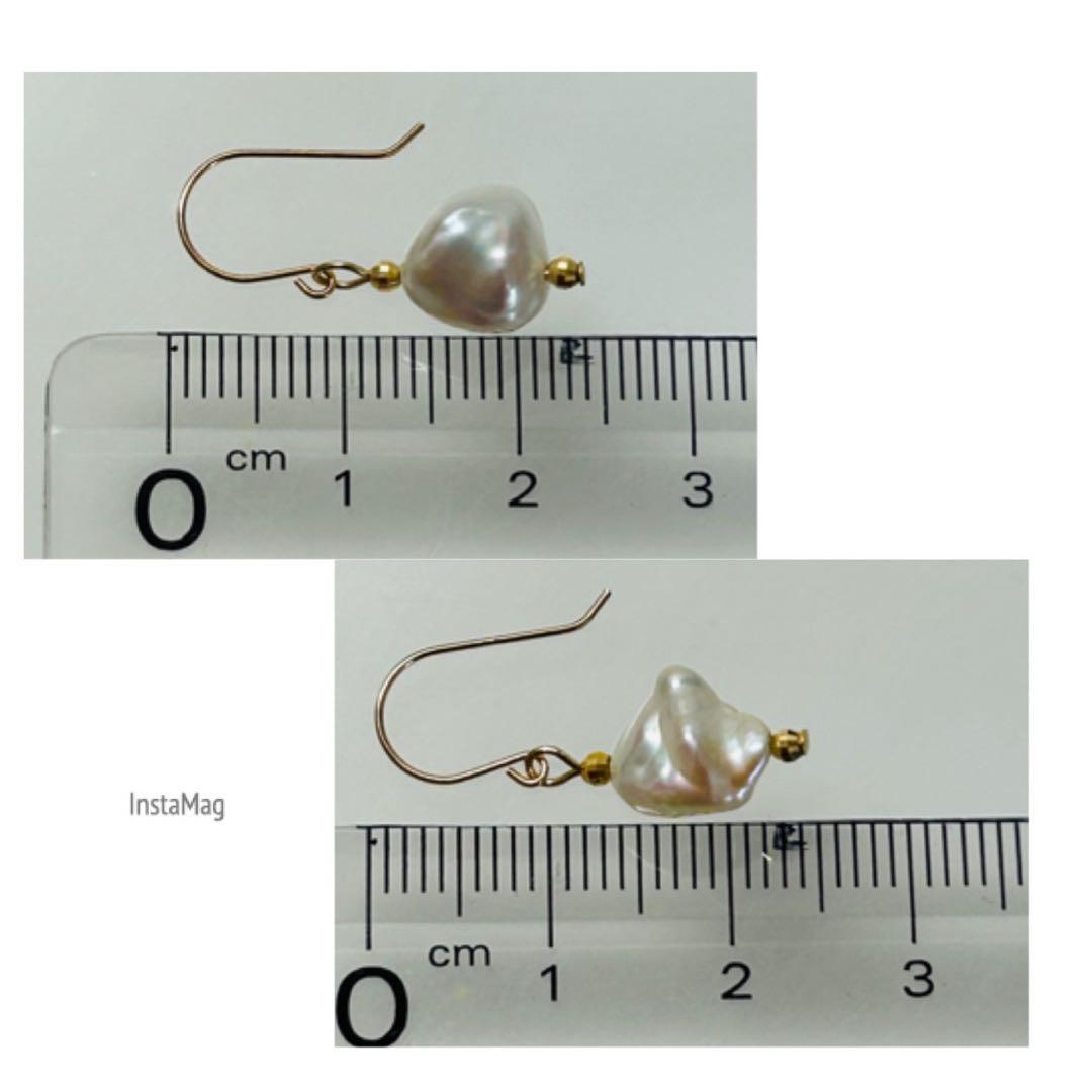 (M0923-1)K18PG,YG南洋白蝶ケシパールピアス　宝石　ぶら下がり