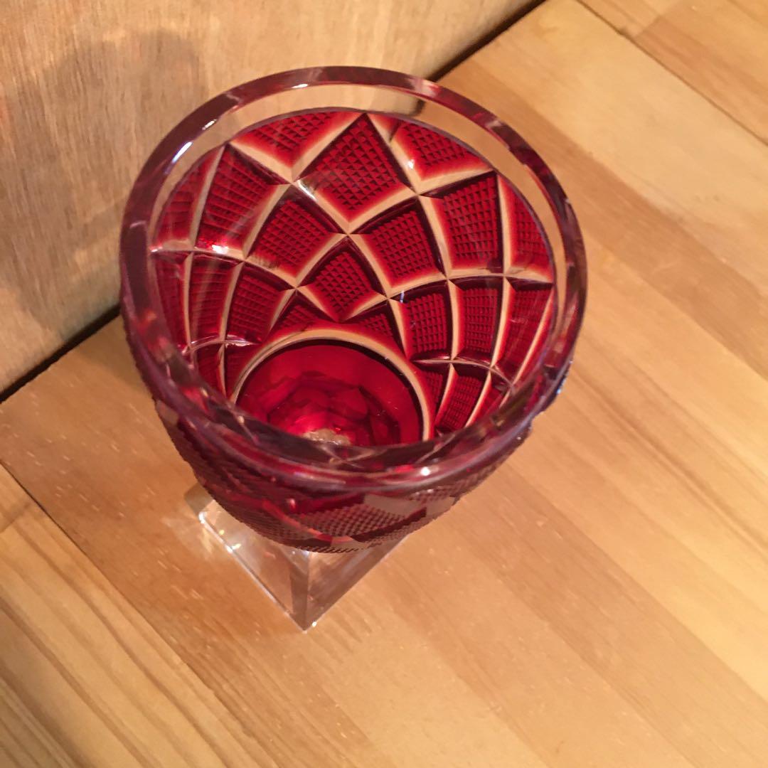 島津　薩摩切子　島津切子　脚付杯　SHIMAZU