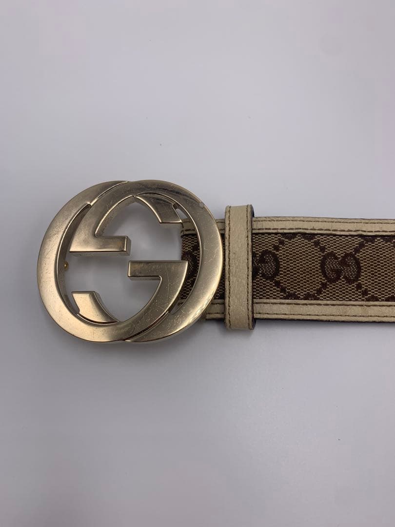 グッチ GUCCI GGパターン ベルト ブラウン/ベージュメンズ P55