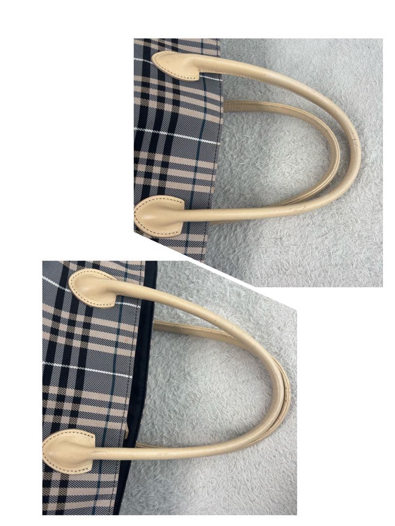 バーバリーブルーレーベル 水色 系チェック柄エコバッグ 日本製 トートバッグ