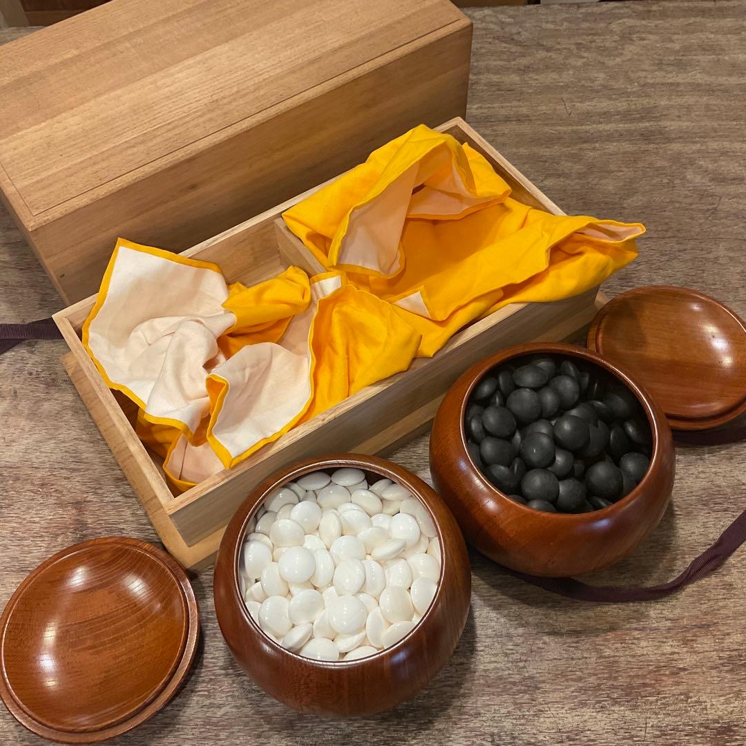 32800美品！高級 碁石 蛤 那智黒 36号、特大 碁笥、桐 碁笥箱