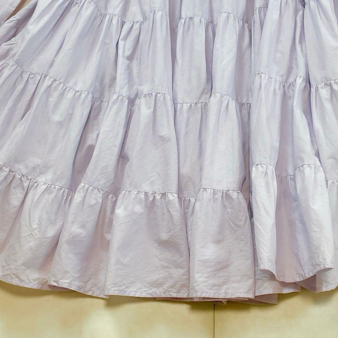 美品 マーレット ソリマン ラベンダー ティアードフリル ワンピース