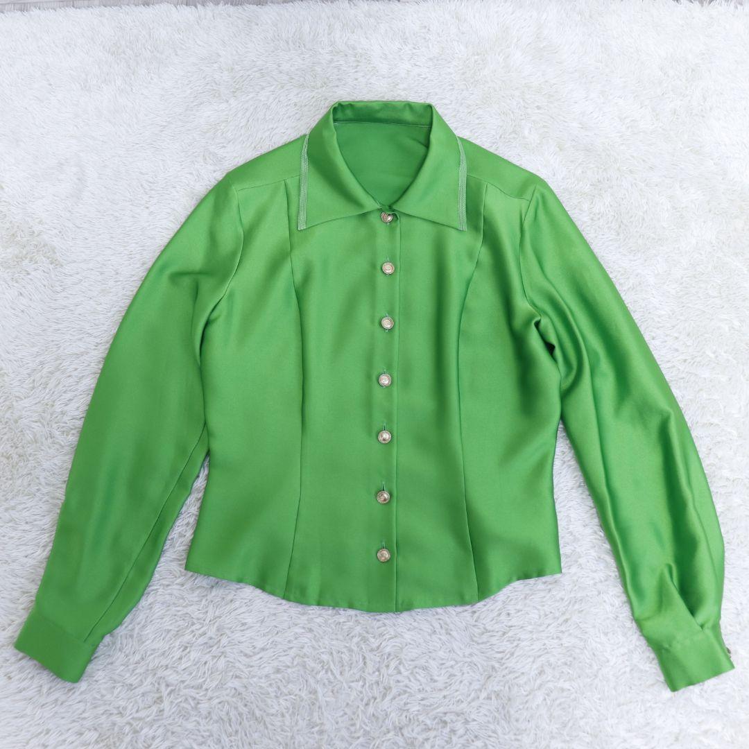 美品　クリスチャンディオール　ドレス　サテン　ブラウス　CDロゴ　金ボタン