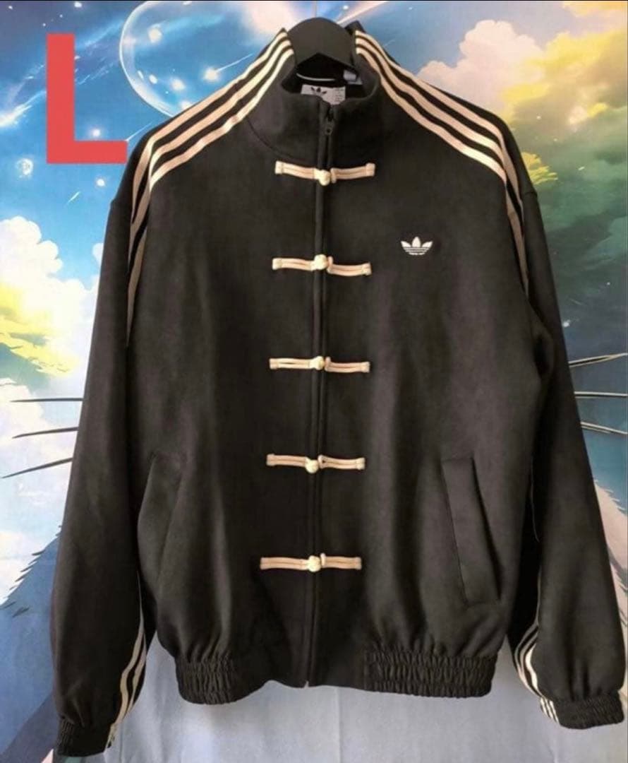 L 海外限定adidas originals スエード トラックジャケット　黒