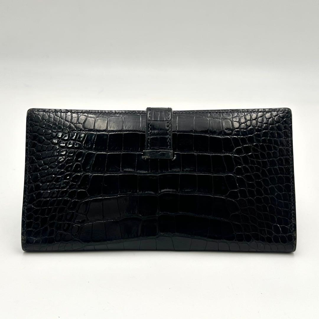 鑑定済✨ エルメス アリゲーター ベアン SV金具 長財布 ウォレット