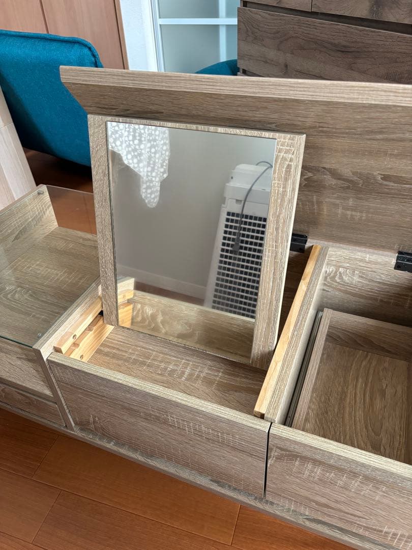 ロウヤ 収納付きドレッサー オーク色