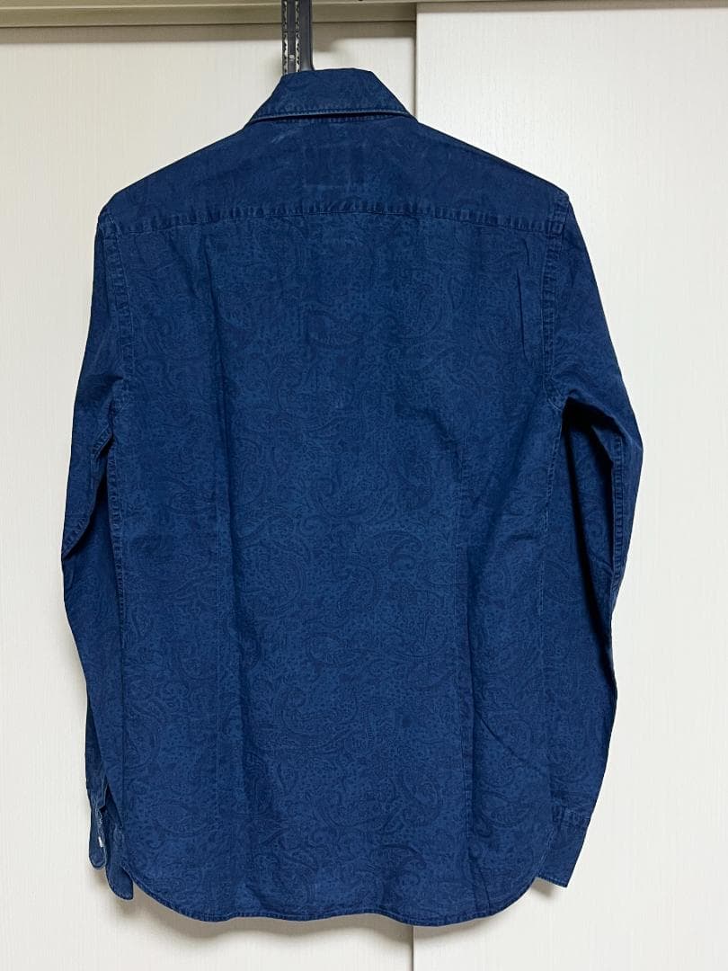 新品未使用品 ORIAN 37 シャンブレーシャツ 総柄 ネイビー