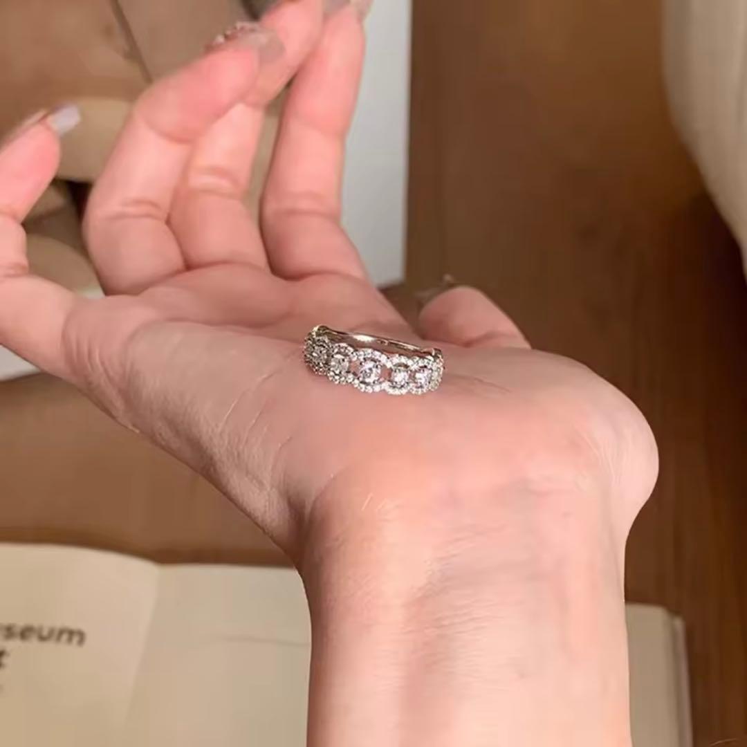 美品◆モアサナイト s925 レースリング　ヴァンドーム青山タイプ　#8号