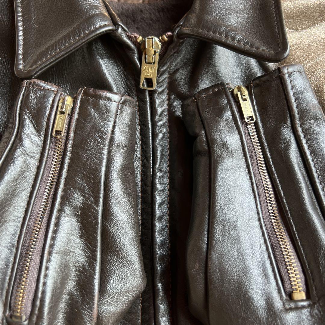 希少✨schott 襟付ライダースジャケット 652H ホースハイド　38 馬革