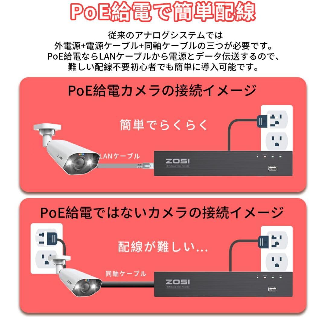 防犯カメラセット 8台 2TB 4K 800万画素　屋外