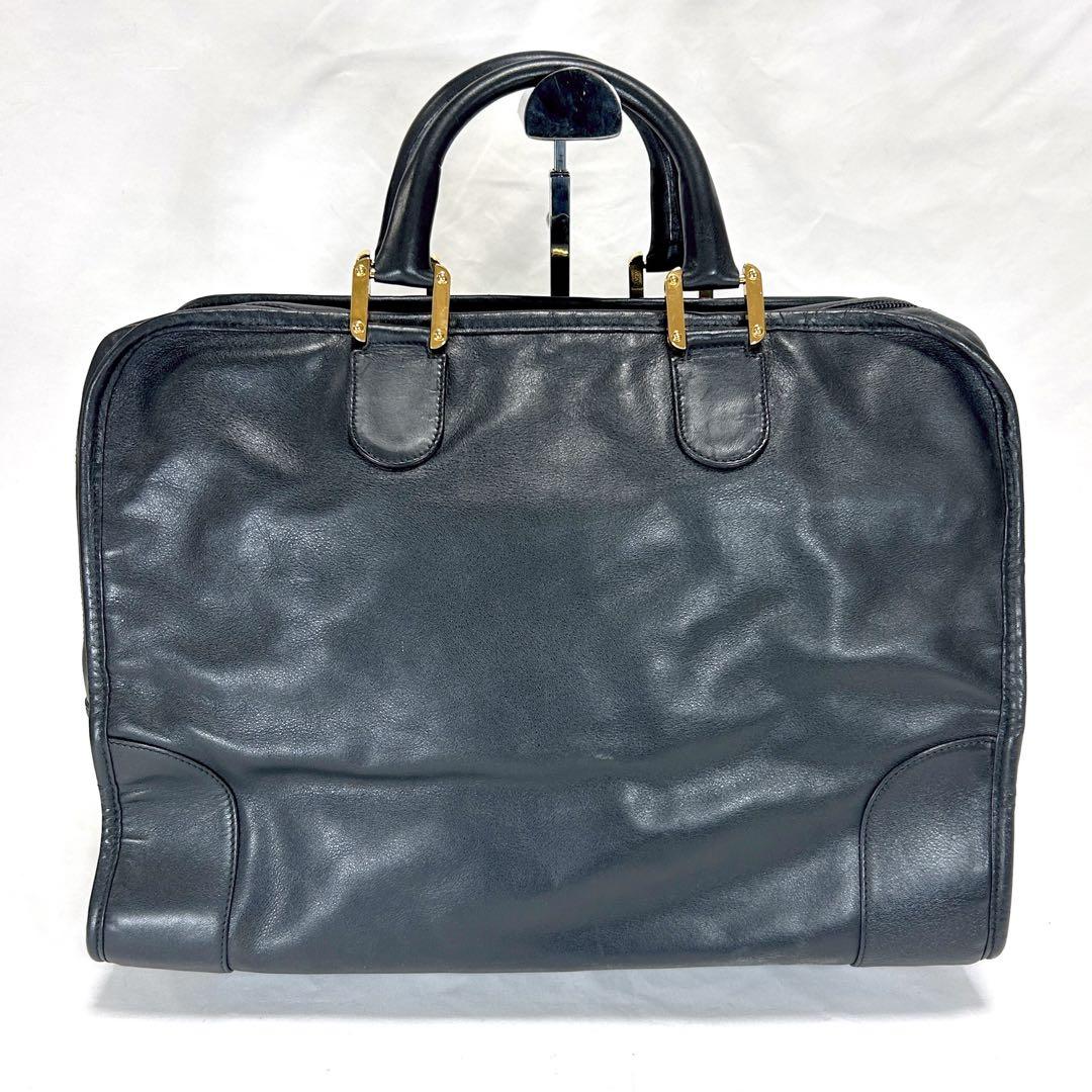 ロエベ　LOEWE ミニボストンバッグ　ブラック　アナグラムロゴ　レザー　黒