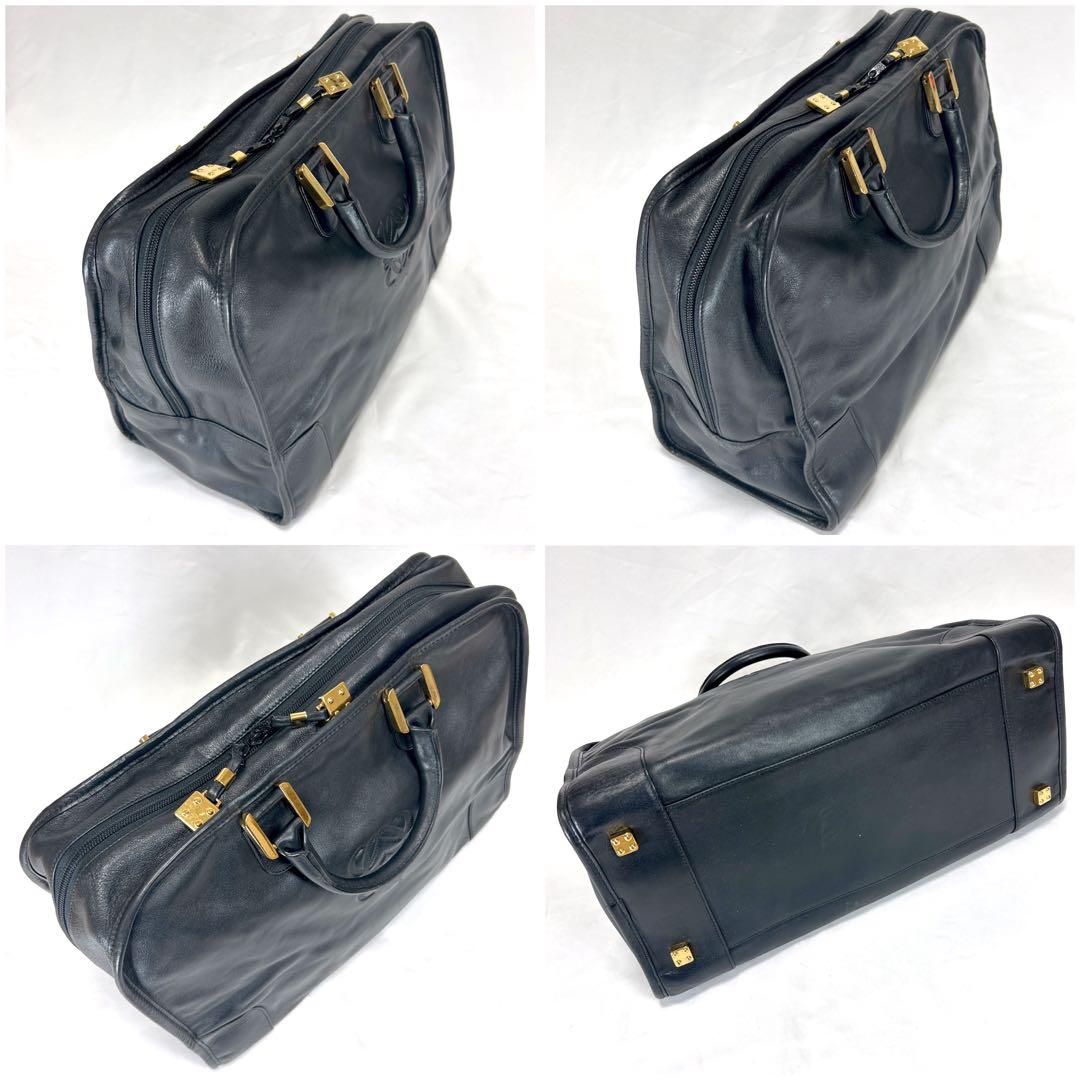 ロエベ　LOEWE ミニボストンバッグ　ブラック　アナグラムロゴ　レザー　黒