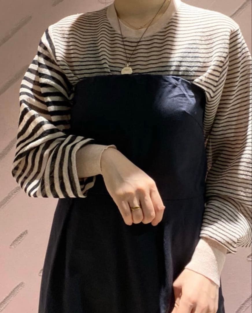 6 UNITED ARROWS シアーボーダークルーネックプルオーバー