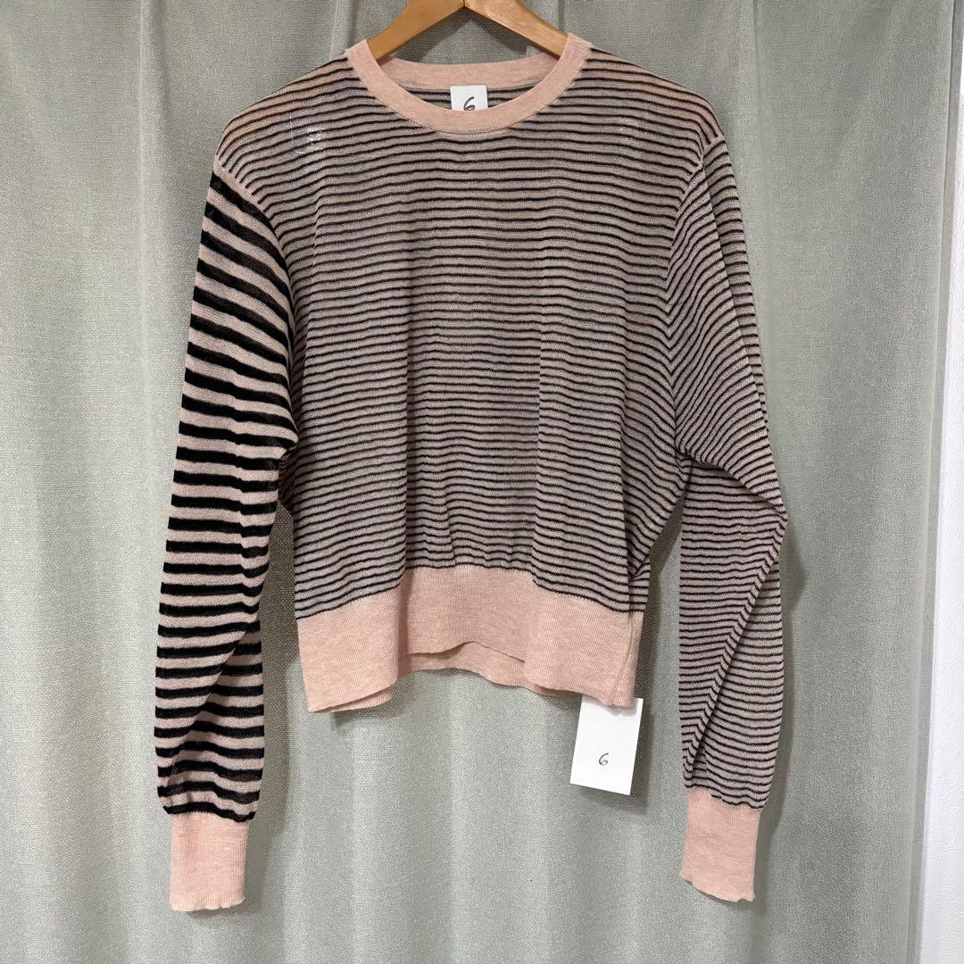 6 UNITED ARROWS シアーボーダークルーネックプルオーバー