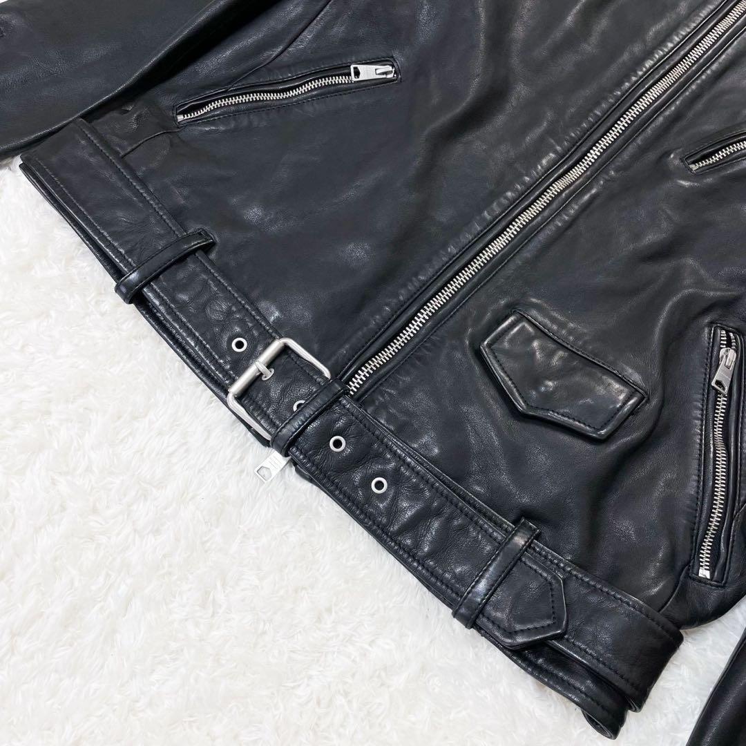 極美品 ALLSAINTS オールセインツ ラムスキン レザージャケット 黒 L