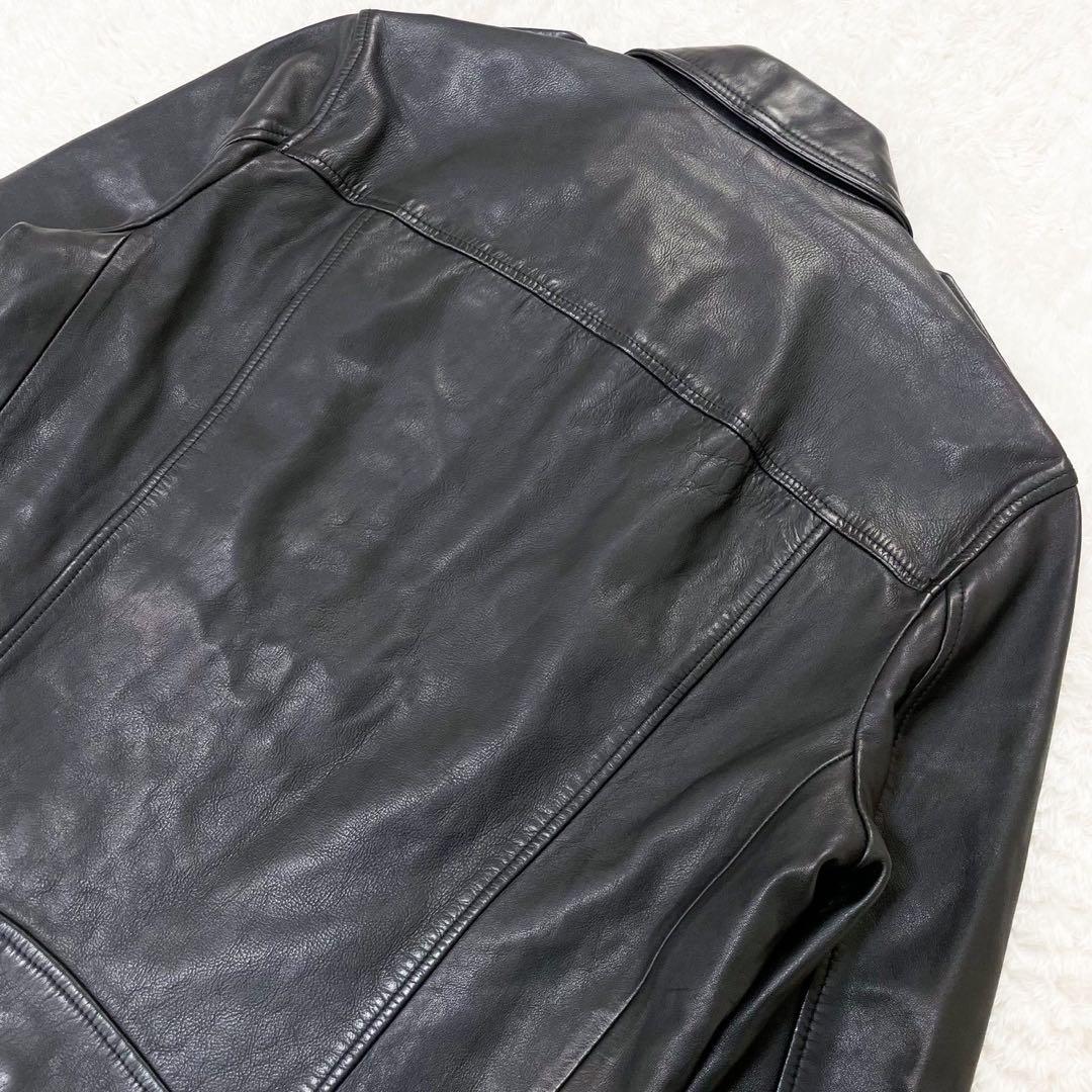 極美品 ALLSAINTS オールセインツ ラムスキン レザージャケット 黒 L