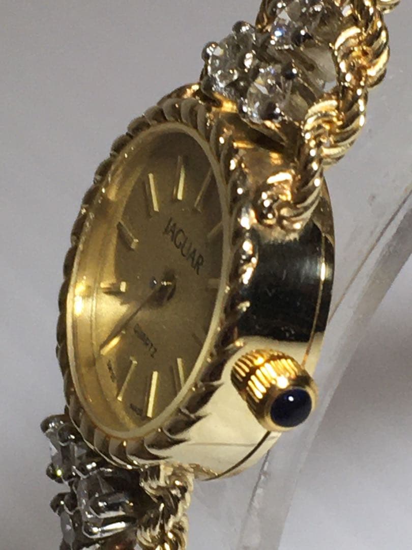 【希少】14金無垢　腕時計　レディース JAGUAR ダイヤ 6ピース