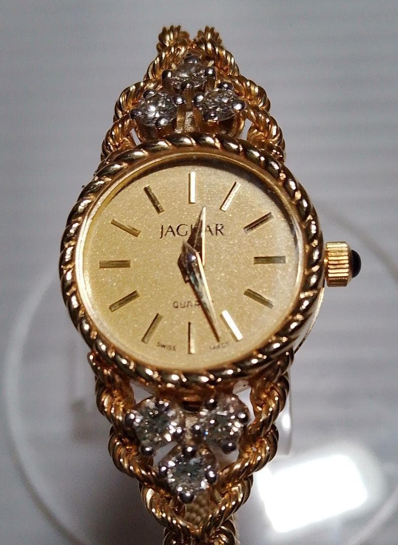 【希少】14金無垢　腕時計　レディース JAGUAR ダイヤ 6ピース