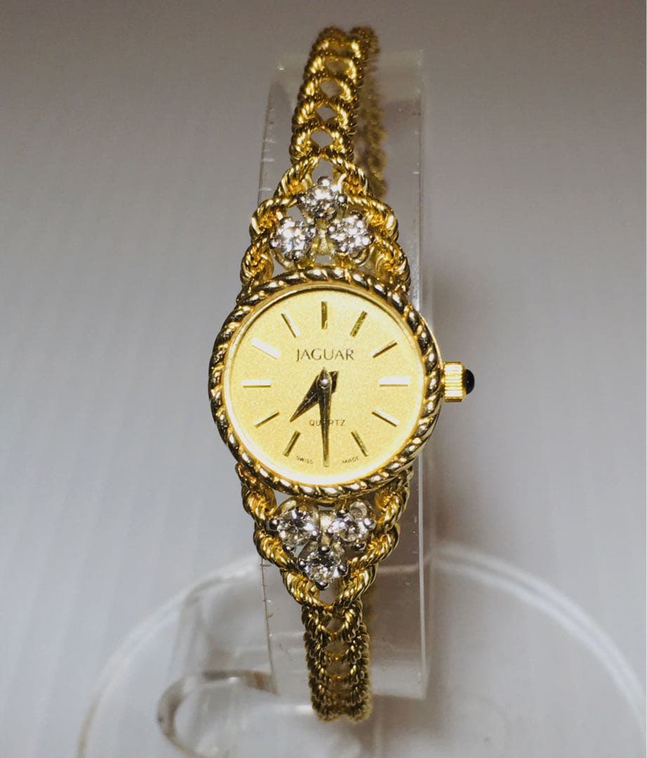 【希少】14金無垢　腕時計　レディース JAGUAR ダイヤ 6ピース