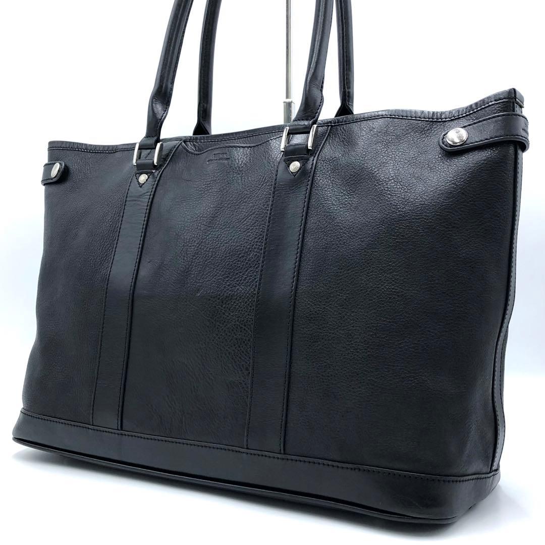 美品✨シーカー 別注 レザー トートバッグ ビジネス 肩掛け A4可 ブラック黒