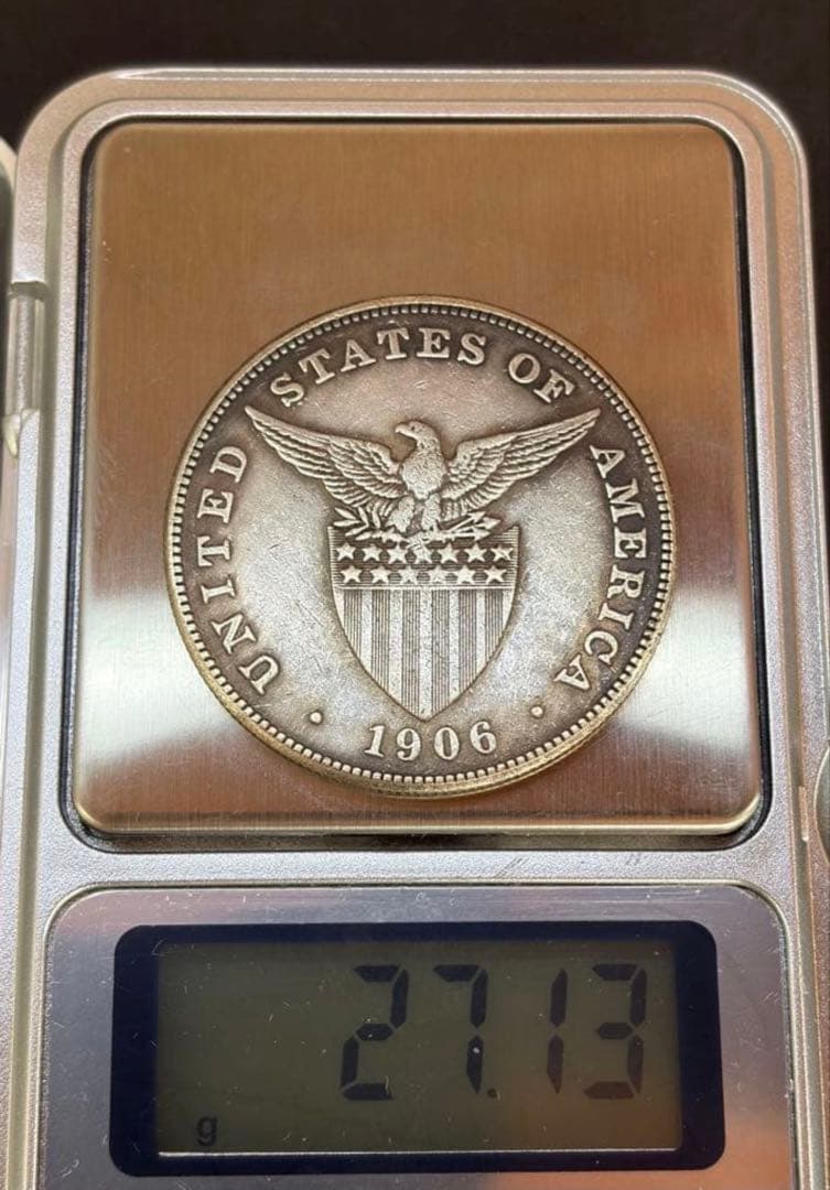 1906年 米国統治期フィリピン1ペソ銀貨 .900 本物