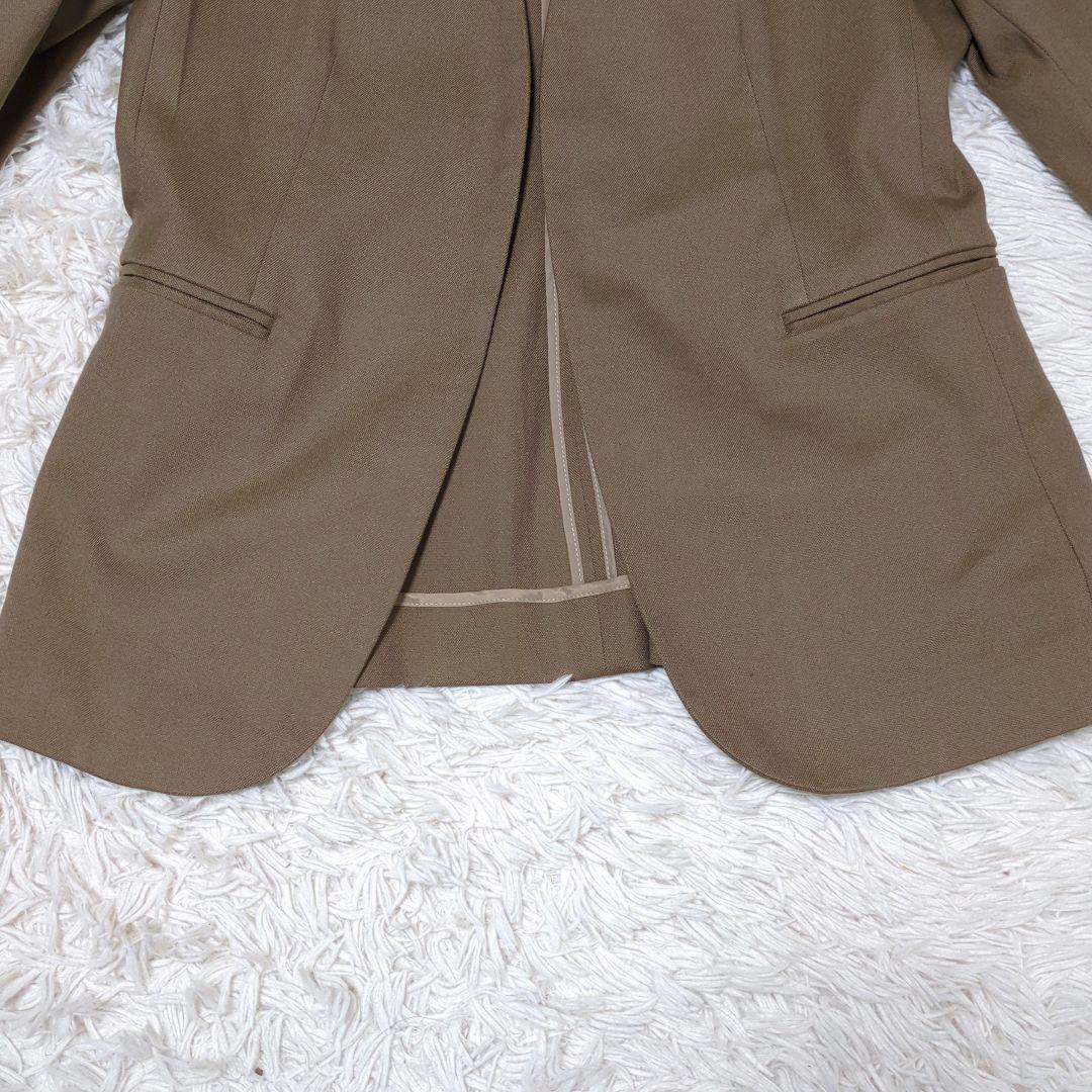 セオリー　スーツ　セットアップ　ノーカラー　ベージュ　ストレッチ コットン