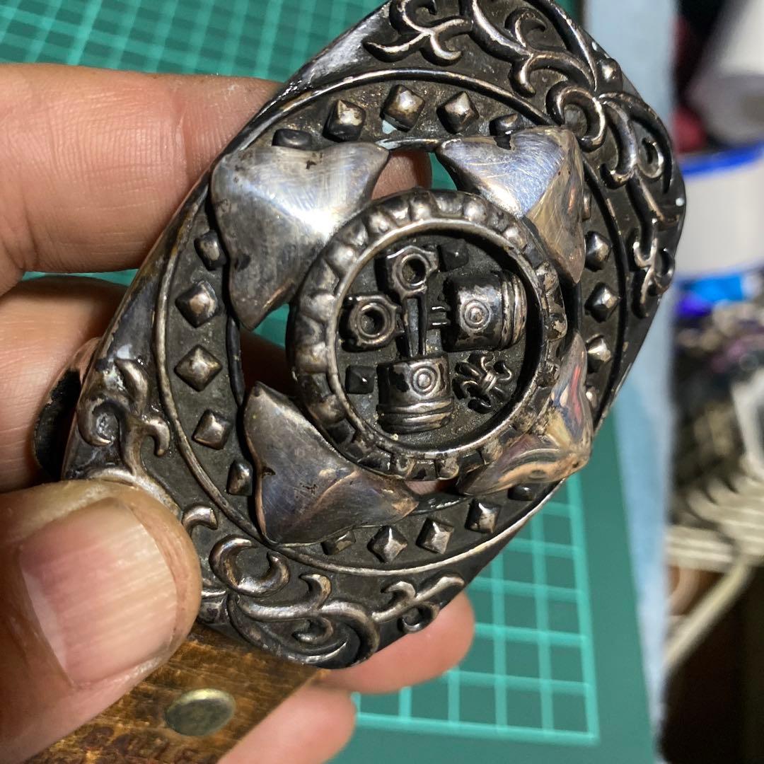 すごく対応　291295 革ベルト　950 エンジン柄　バックル