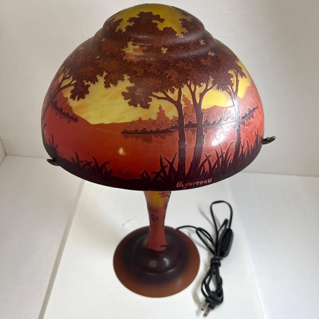 Ungureanu 湖水風景文　酸化腐食彫　大ランプ　高さ46㎝化粧共箱トヒルサ