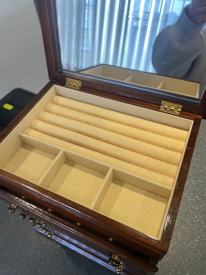 イタリア製 象嵌細工 木製ジュエリーボックス ミラー付き